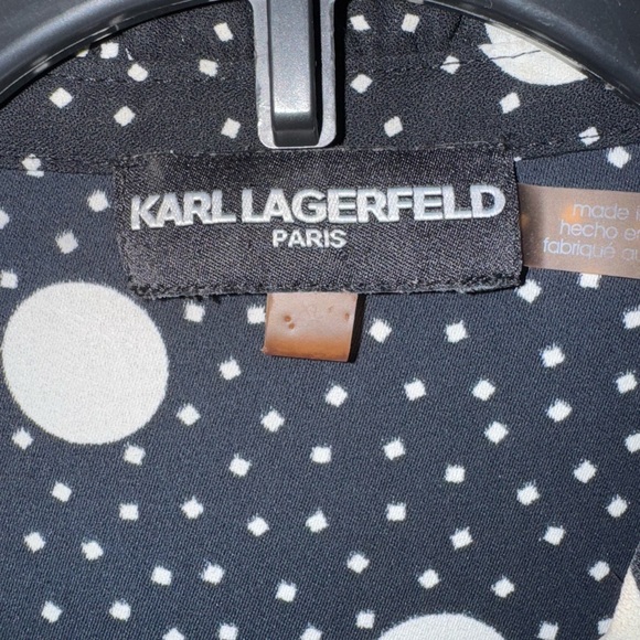 Karl Lagerfeld Black and White Polka Dot Women's Top - Picture 5 of 8